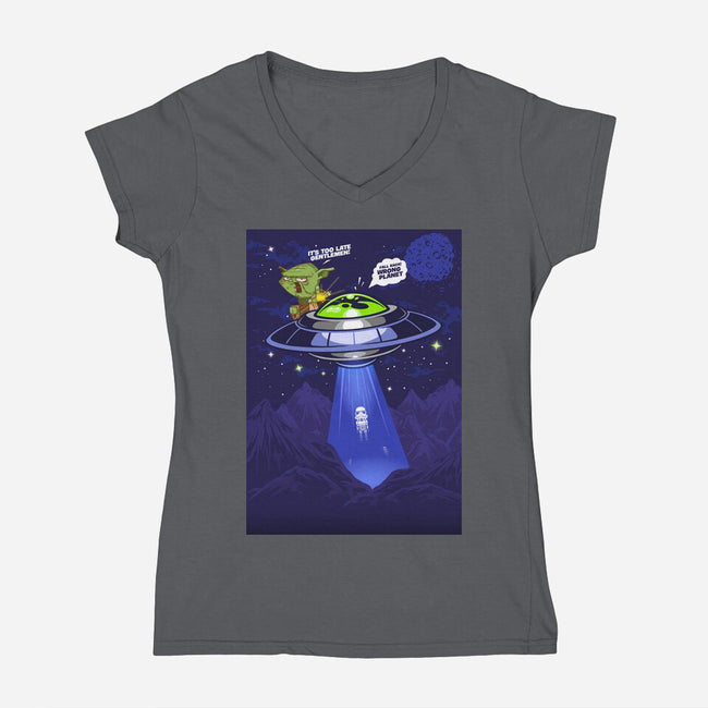 Wrong Planet-Womens-V-Neck-Tee-Rajj