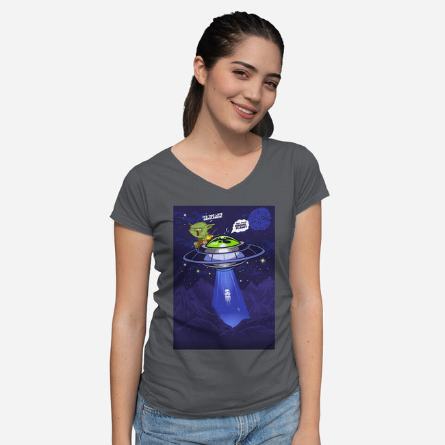 Wrong Planet-Womens-V-Neck-Tee-Rajj