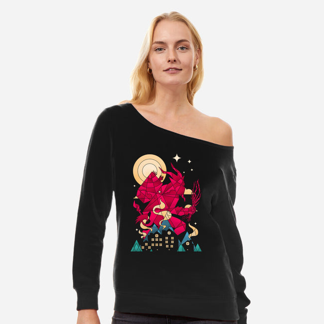 Krampus Midnight-Womens-Off Shoulder-Sweatshirt-sachpica