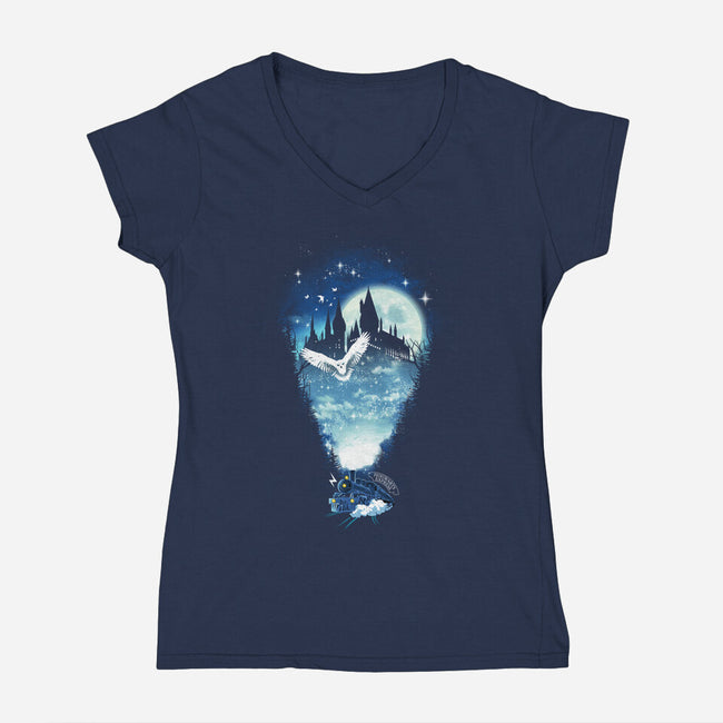 Magical Express-Womens-V-Neck-Tee-dandingeroz