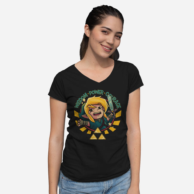 Wisdom Power And Courage-Womens-V-Neck-Tee-teesgeex