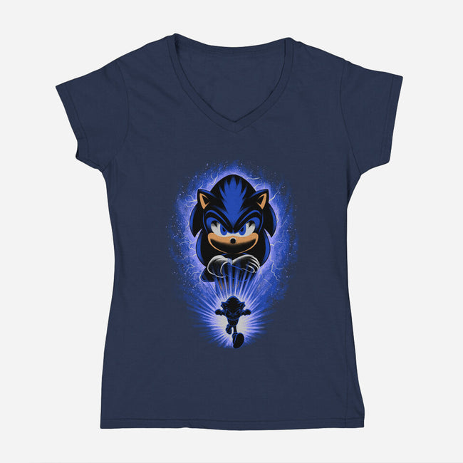 Big Blue Blur-Womens-V-Neck-Tee-rmatix