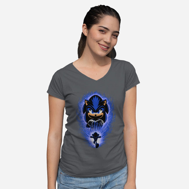 Big Blue Blur-Womens-V-Neck-Tee-rmatix