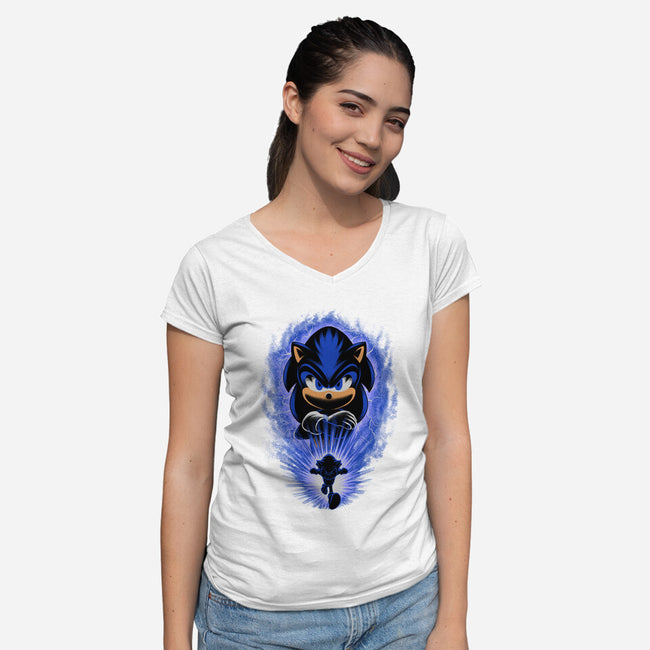 Big Blue Blur-Womens-V-Neck-Tee-rmatix