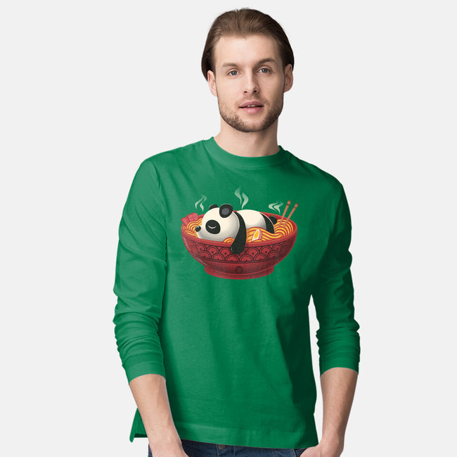 Sleepy Ramen Panda-Mens-Long Sleeved-Tee-erion_designs