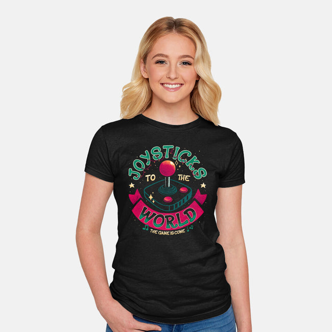 Joysticks To The World-Womens-Fitted-Tee-teesgeex