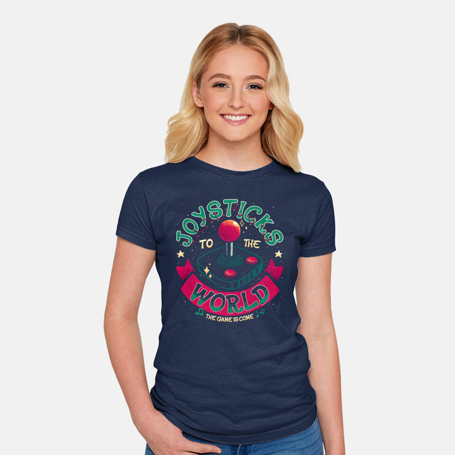 Joysticks To The World-Womens-Fitted-Tee-teesgeex