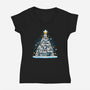 Penguin Christmas Tree-Womens-V-Neck-Tee-Vallina84