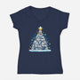 Penguin Christmas Tree-Womens-V-Neck-Tee-Vallina84