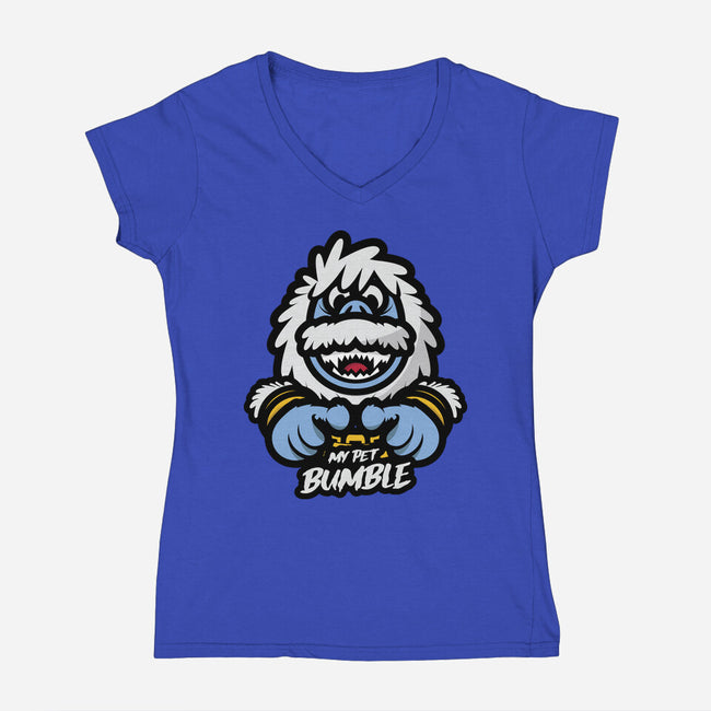 My Pet Bumble-Womens-V-Neck-Tee-jrberger