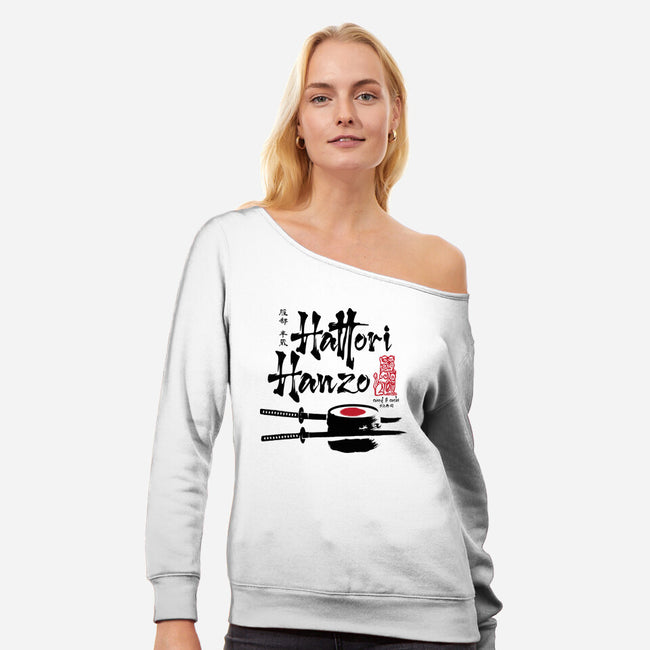 Hattori Hanzo Sword And Sushi-Womens-Off Shoulder-Sweatshirt-DrMonekers