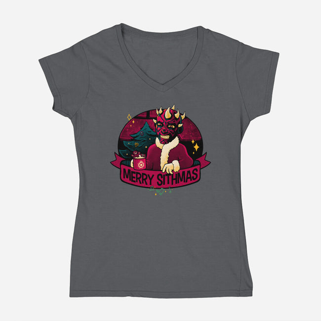 Merry Sithmas To All-Womens-V-Neck-Tee-teesgeex