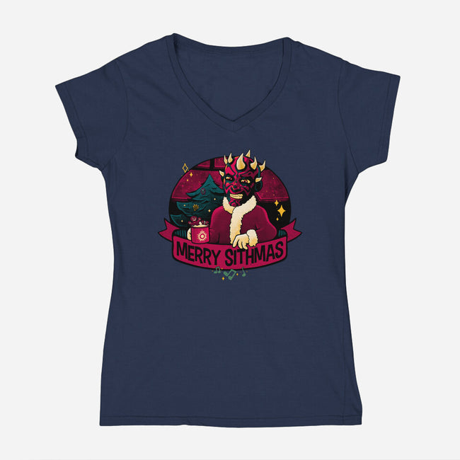 Merry Sithmas To All-Womens-V-Neck-Tee-teesgeex