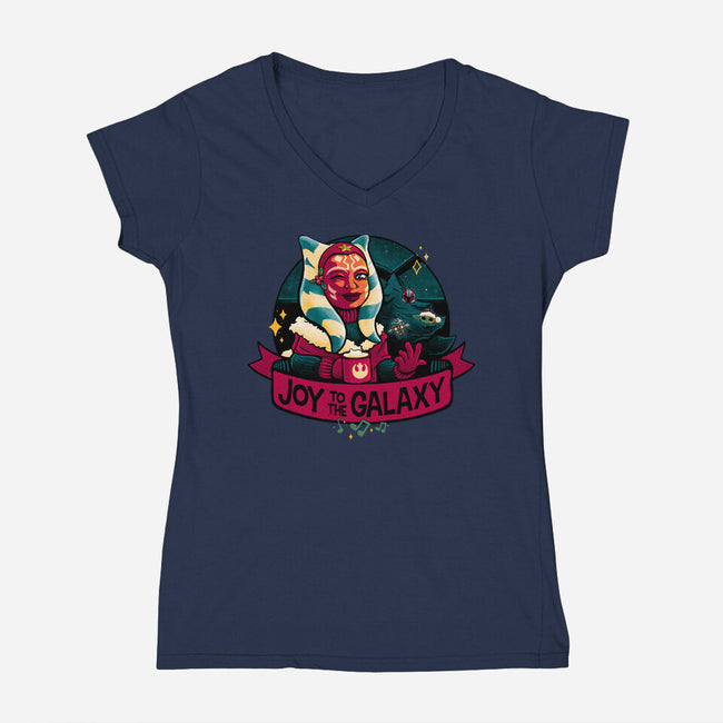 Joy To The Galaxy-Womens-V-Neck-Tee-teesgeex