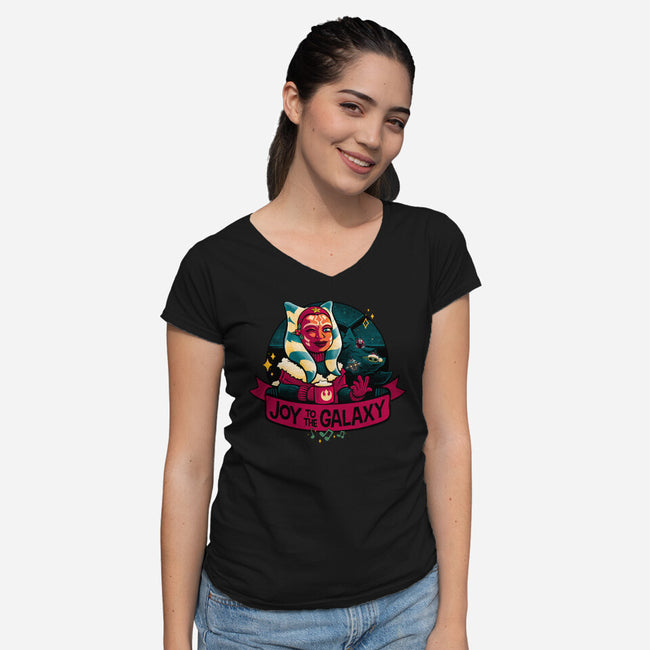 Joy To The Galaxy-Womens-V-Neck-Tee-teesgeex