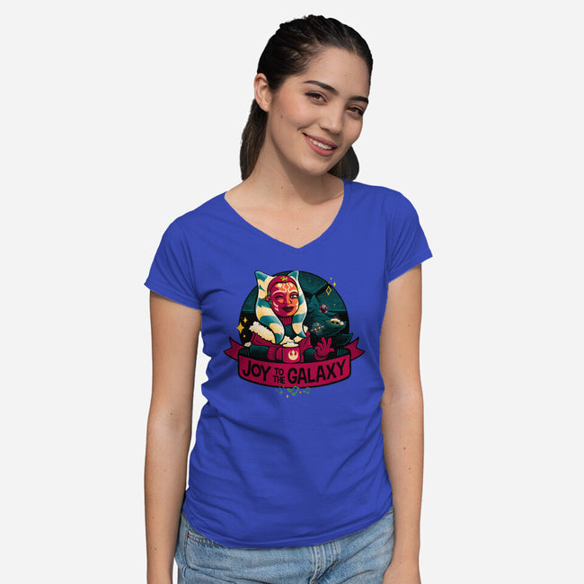 Joy To The Galaxy-Womens-V-Neck-Tee-teesgeex