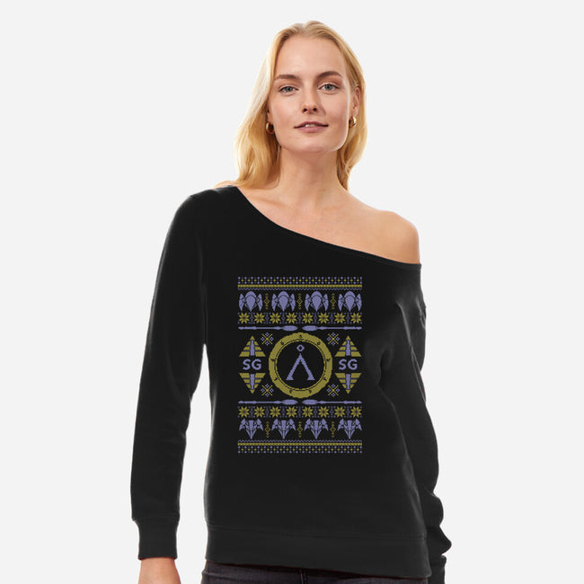 A Gate To Christmas-Womens-Off Shoulder-Sweatshirt-Arinesart