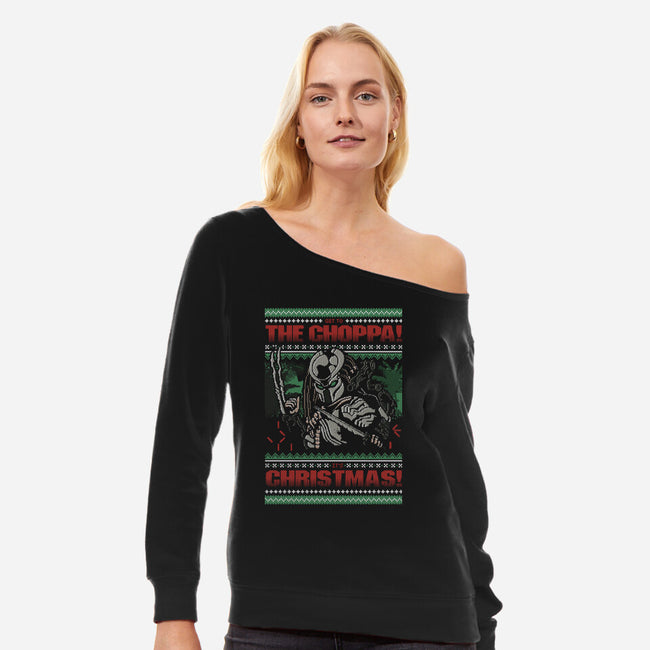 A Choppa Christmas-Womens-Off Shoulder-Sweatshirt-Arinesart