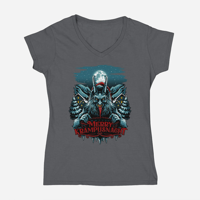 Merry Krampusnacht-Womens-V-Neck-Tee-daobiwan