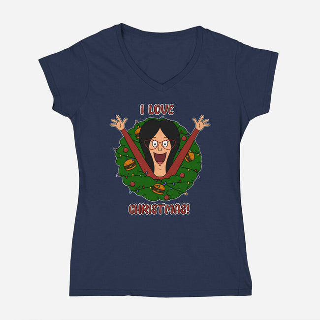 I Love Christmas-Womens-V-Neck-Tee-Alexhefe