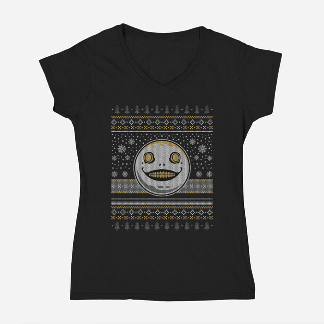 Emil Ugly Sweater-Womens-V-Neck-Tee-LAGELANTEE