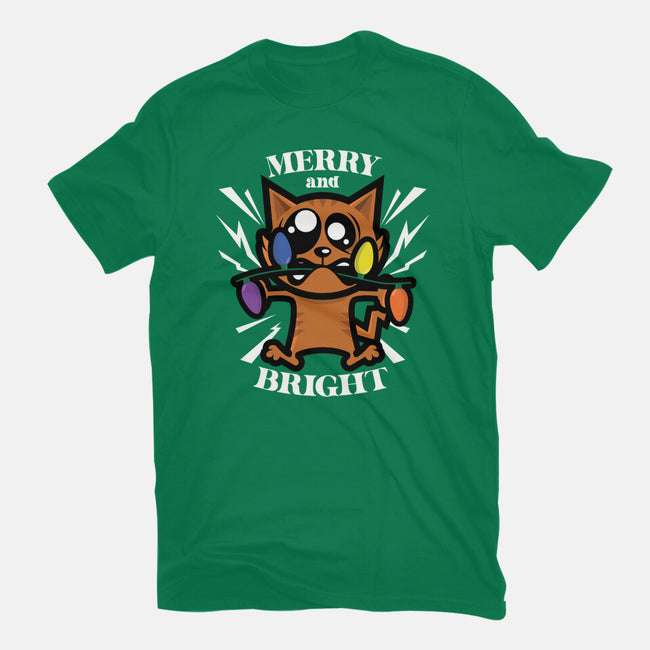 Merry And Bright Cat-Womens-Fitted-Tee-jrberger