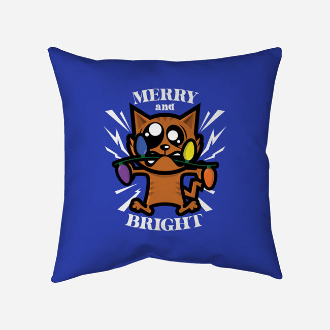 Merry And Bright Cat-None-Removable Cover w Insert-Throw Pillow-jrberger