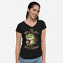 Coffeesaurus-Womens-V-Neck-Tee-koalastudio