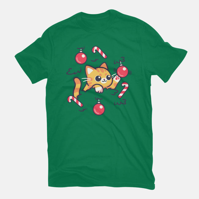 Cat In The Christmas Tree-Unisex-Basic-Tee-NemiMakeit