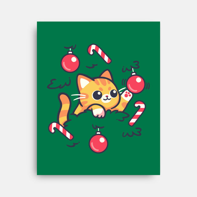 Cat In The Christmas Tree-None-Stretched-Canvas-NemiMakeit