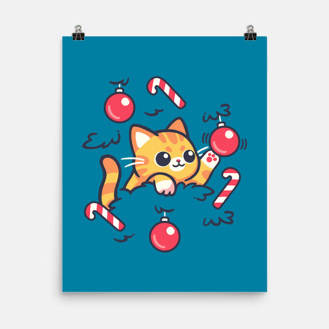 Cat In The Christmas Tree-None-Matte-Poster-NemiMakeit