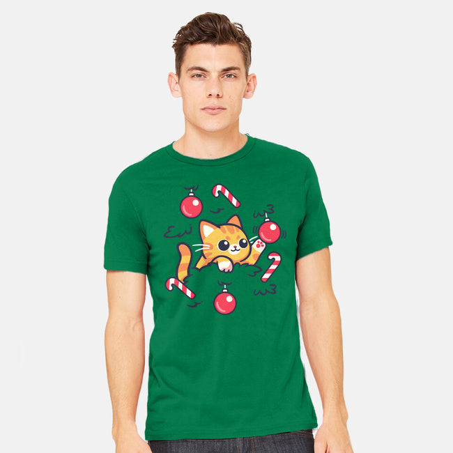 Cat In The Christmas Tree-Mens-Heavyweight-Tee-NemiMakeit