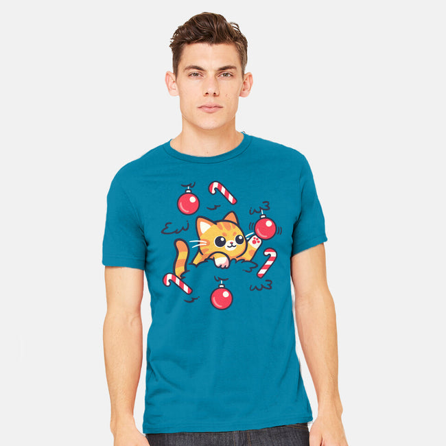 Cat In The Christmas Tree-Mens-Heavyweight-Tee-NemiMakeit