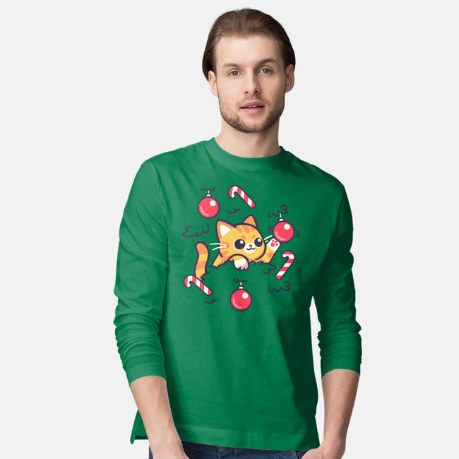 Cat In The Christmas Tree-Mens-Long Sleeved-Tee-NemiMakeit