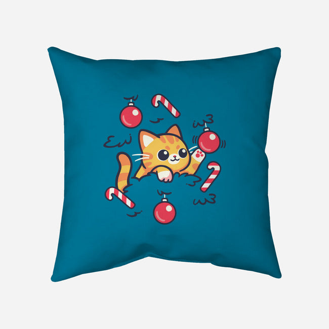 Cat In The Christmas Tree-None-Removable Cover w Insert-Throw Pillow-NemiMakeit