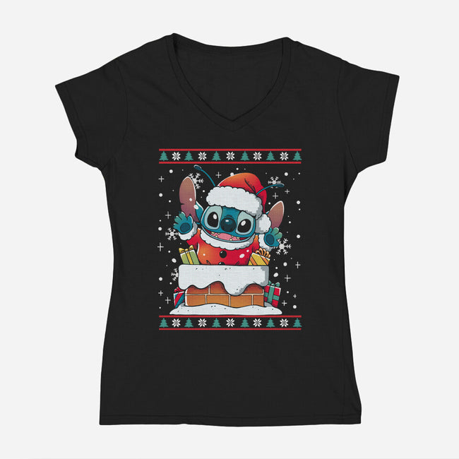 Experimental Santa Claus-Womens-V-Neck-Tee-Vallina84