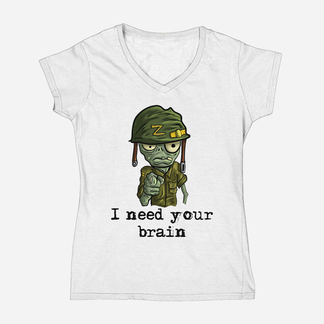 Soldier Zombie-Womens-V-Neck-Tee-nickzzarto