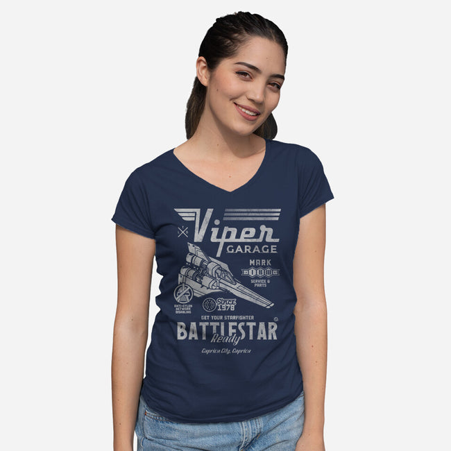 Viper Garage-Womens-V-Neck-Tee-Arinesart