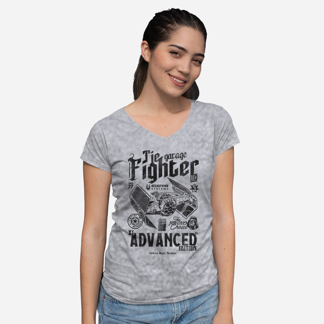 Tie Garage-Womens-V-Neck-Tee-Arinesart