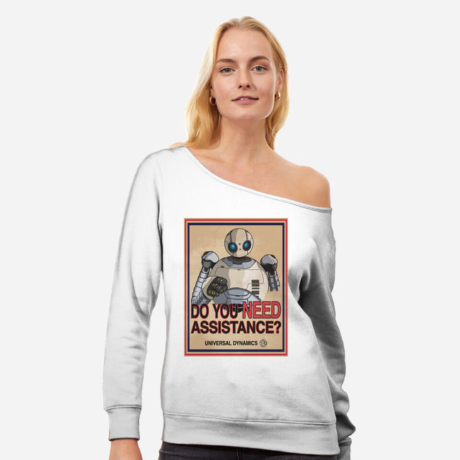 Assistance-Womens-Off Shoulder-Sweatshirt-JCMaziu