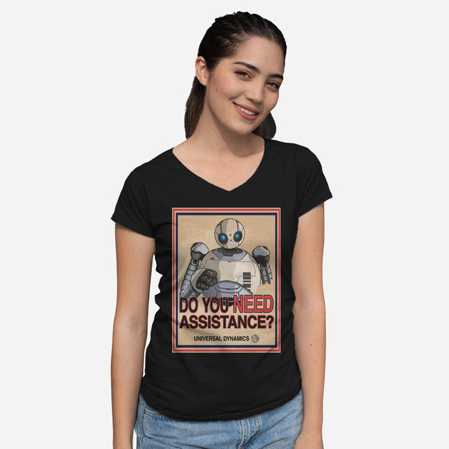 Assistance-Womens-V-Neck-Tee-JCMaziu