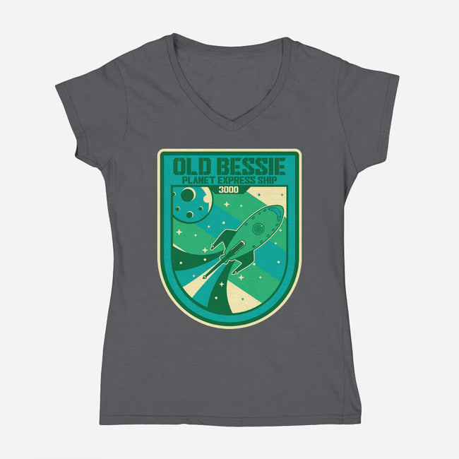 Old Bessie-Womens-V-Neck-Tee-SuperEdu