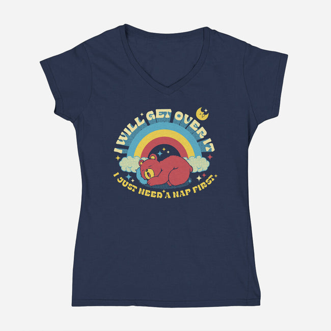 I Just Need A Nap First-Womens-V-Neck-Tee-tobefonseca