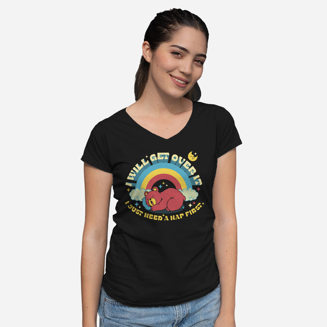 I Just Need A Nap First-Womens-V-Neck-Tee-tobefonseca