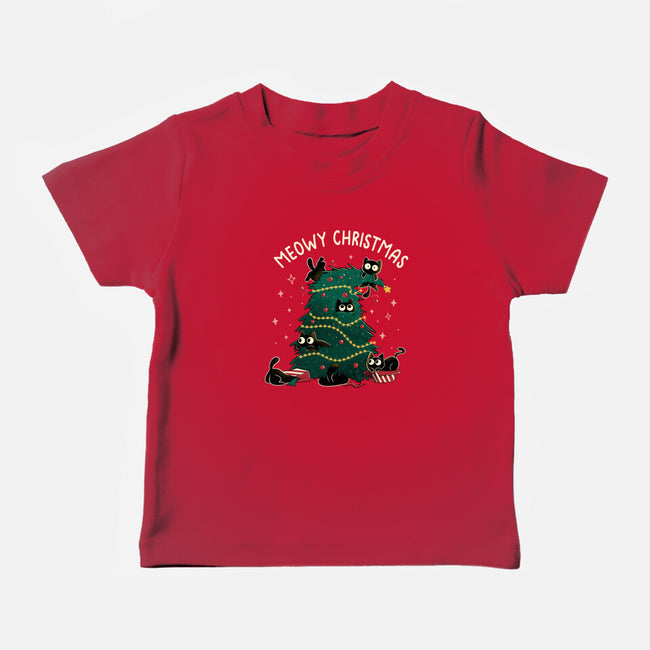 Meowy Christmas Funny Cats-Baby-Basic-Tee-tobefonseca