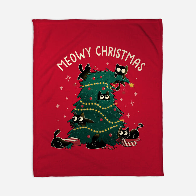 Meowy Christmas Funny Cats-None-Fleece-Blanket-tobefonseca