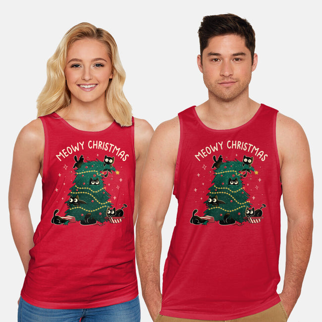 Meowy Christmas Funny Cats-Unisex-Basic-Tank-tobefonseca