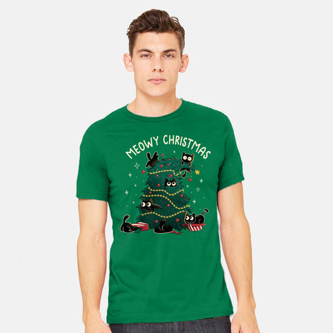 Meowy Christmas Funny Cats-Mens-Heavyweight-Tee-tobefonseca