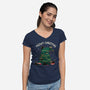 Meowy Christmas Funny Cats-Womens-V-Neck-Tee-tobefonseca