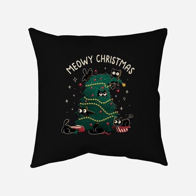 Meowy Christmas Funny Cats-None-Removable Cover w Insert-Throw Pillow-tobefonseca